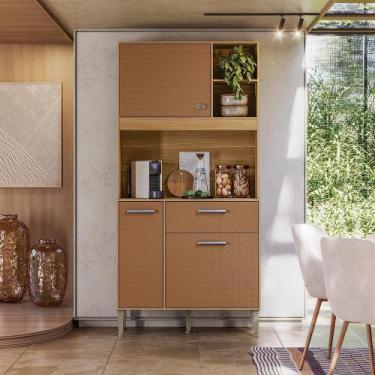 Imagem de Armário de Cozinha Compacto Zen 3 Portas 1 Gaveta com Nicho Decorativo