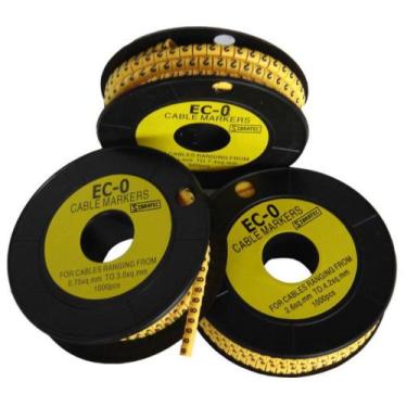 Imagem de Anilha Marcador de Cabo Numero 1 EC0 cabo 0,75 a 2,5mm com 1000 Peças 