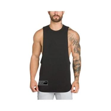 Imagem de Camiseta Regata Masculina Respirável De Algodão Sem Mangas Para Academ