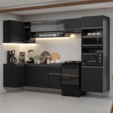 Imagem de Armário de Cozinha Completa de Canto Suspenso 385 cm Preto Nice Madesa 02