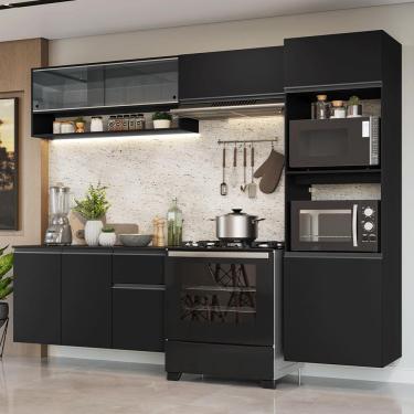 Imagem de Armário de Cozinha Completa 260 cm Suspenso Preto Nice Madesa 10