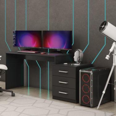 Imagem de Mesa Gamer DRX5000 Escrivaninha Gamer com Gaveteiro 3 Gavetas Mesa par
