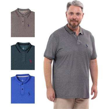 Imagem de Kit 4 Camisa Polo Plus Masculina Dia a Dia-Masculino