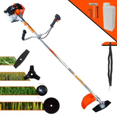 Imagem de Roçadeira À Gasolina Completa Vulcan VR430S Motor 2T 1,7HP 43cc 10000rpm Com Carretel Nylon e Lâmina 2 Pontas + Kit Lâminas 3 Pontas e Disco 80 Dentes