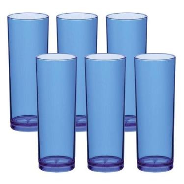 Imagem de Jogo De Copos 6 Peças Long Drink Plástico Festas Eventos Top Cor:azul 
