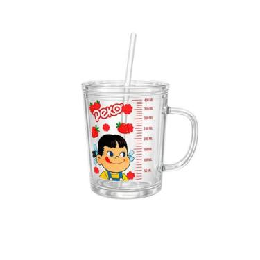 Imagem de Copo Infantil 350ml Tampa Canudo Cozinha Alça Bebidas Multiuso Suco Vi