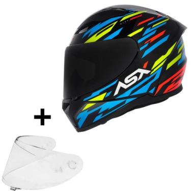 Imagem de Capacete Masculino Asx City Arrow Azul Esportivo + Viseira, 62