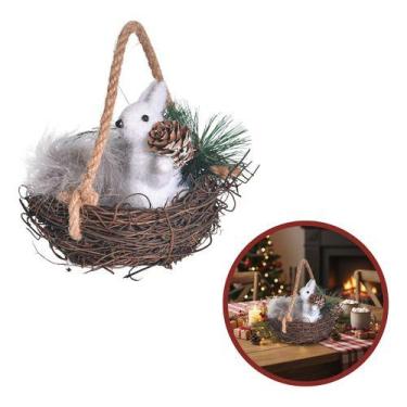 Imagem de Cesto Ninho Esquilo Decoração Natal Mesa Casa Wincy Pequeno Marrom
