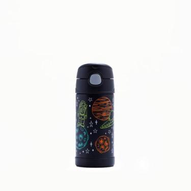 Imagem de Garrafa Termica Infantil Funtainer Astronauta Preta Thermos - 355ml