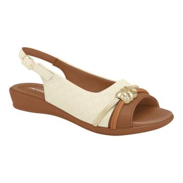 Imagem de Sandália Feminina Piccadilly Salto Baixo Anabela Slingback, 38, Off wh