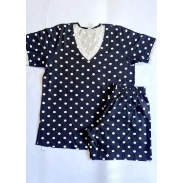 Imagem de Pijama docemel de malha M preto com bola branca