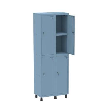 Imagem de Armário Locker 2 Colunas, 4 Portas com Prateleira Central com Duas Cha