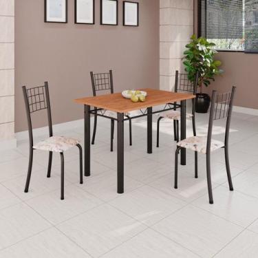 Imagem de Conjunto de Mesa Tubular 100x60cm Tampo em MDF e 4 Cadeiras Dany Preto