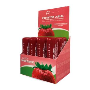 Imagem de Kit Display Protetor Labial Evelize Bastão e Saborizados, Morango 12un