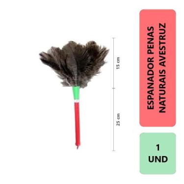 Imagem de 1 Espanador de Pó com Penas Naturais de Avestruz 33 cm para Móveis Lim