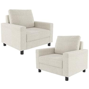 Imagem de Kit 02 Poltronas Decorativas Para Sala De Estar E Recepção Malta L02 Linho Champanhe - Lyam Decor