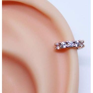 Imagem de Piercing Argola Folheada a Ouro Rosê com Zircônias Grandes 6mm