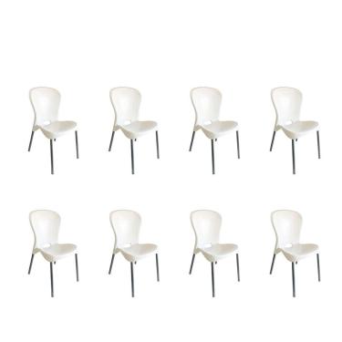 Imagem de Conjunto com 8 Cadeiras de Plástico Montes Claros Branco