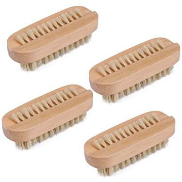 Imagem de Escova de limpeza de unhas escova de plástico escova de limpeza escova de esfregão dupla lateral com cerdas, Brown Wood, Small