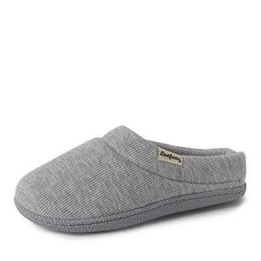 Imagem de Dearfoams Pantufa feminina Lacey com espuma viscoelástica confortável e fácil de colocar e tirar, Malha cinza mesclado claro, 7-8