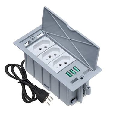 Imagem de Kit Caixas De Tomadas 4 Blocos Basculante 3 Tomadas 20A 3USB