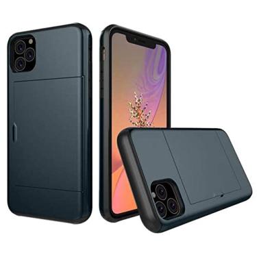 Imagem de Capa de slots de cartão deslizante de luxo para iPhone 13 12 11 Pro Max Mini 7 8 6 6S Plus SE 2020 X XR XS MAX 5 5S 13mini 13pro, azul marinho, para iPhone 5 5S SE