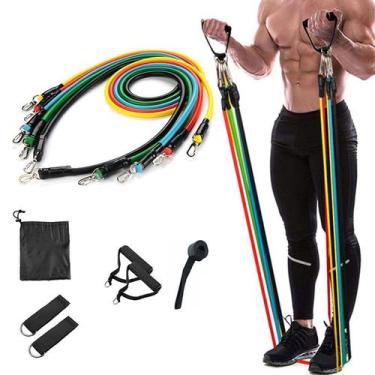 Imagem de Kit Treinamento Funcional Tubing Elástico Musculação Fitness Pilates -