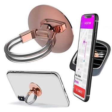 Imagem de Suporte de anel para celular Aduro, 3 em 1, suporte universal para carro, suporte de telefone com aderência nos dedos para iPhone, telefone Samsung e smartphones, Rose Gold