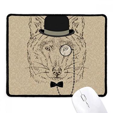 Imagem de Estilo britânico suave chapéu de lobo laço vidro Mousepad borda costurada tapete de borracha para jogos
