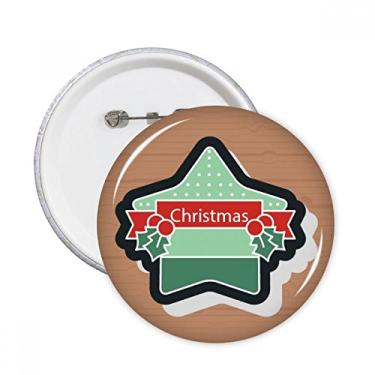 Imagem de Ícone de Natal estrela de desenho animado de Natal pinos redondos crachá botão decoração de roupas presente 5 peças