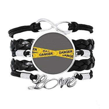 Imagem de OFFbb-USA Logo Yellow Danger Line Art Deco Presente Fashion Pulseira Love Acessório de couro torcido Corda Presente Pulseira Presente