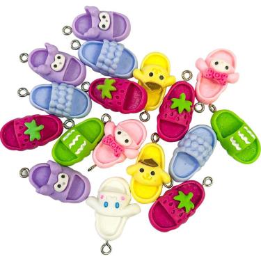 Imagem de Pingente de Fazer Pulseiras Colar Artesanato Brincos Bolsas Mochilas Bijuterias Personalizadas 10 Pingentes de Chinelo Calçados Pantufa Pantufinha