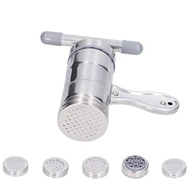 Imagem de Máquina de macarrão com manivela, máquina de macarrão manual multiuso com 5 moldes de macarrão, para espaguete manual Fettuccine