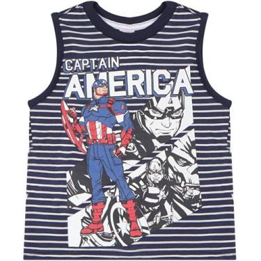 Imagem de Camiseta Infantil Sem Manga Fio Tinto Capitão America Azul- Marvel - D