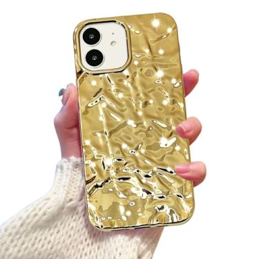 Imagem de Yebowe Capa protetora de silicone para iPhone 11 compatível com iPhone 11, linda capa de telefone plissada de alumínio 3D para mulheres meninas galvanizada brilhante designer capa protetora para iPhone 11