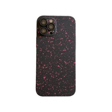 Imagem de Capa luxuosa de plástico rígido com respingos de arte, para iphone 14 pro max 11 12 13 pro max plus, capa protetora de câmera de vidro, rosa, para iphone 11pro max
