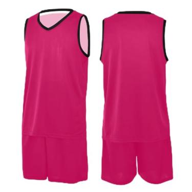 Imagem de CHIFIGNO Camiseta de basquete de bolinhas vermelhas, camiseta de treinamento de futebol, camiseta de basquete para meninas PP-3GG, Carmim, PP