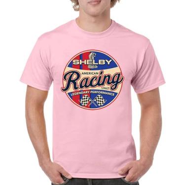 Imagem de Camiseta masculina Shelby Racing 1962 American Muscle Car Mustang Cobra GT500 GT350 Performance Powered by Ford, Rosa claro, 3G