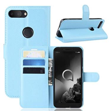 Imagem de Capa para Alcatel 1S 2019, capa flip carteira de couro PU de Manyip para Alcatel 1S 2019, capa de proteção de telefone estilo empresarial, capa com [compartimentos para dinheiro e