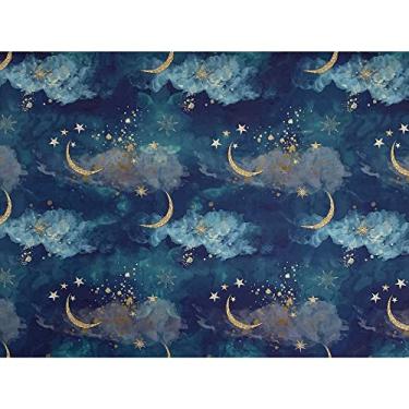 Imagem de SeekPro 2,4 m x 1,8 m Nuvem Azul Nebuloso Lua Estrelas Flash Recém-Nascido Pano de Fundo para Fotografia Chá de Bebê Festa de Aniversário Panos de Estúdio Fotográfico Fundo M0143D