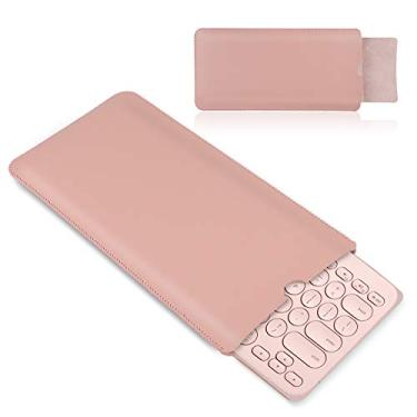 Imagem de GFANSY Capa de teclado de couro PU para teclado sem fio Logitech K380 Bluetooth multidispositivos, capa de viagem, teclado não incluído (para Logitech K380, PU-Pink)