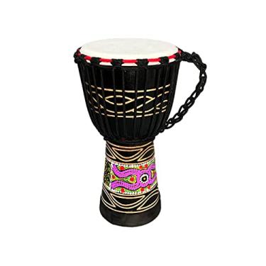 Imagem de BORIYAM Djembe, tambor esculpido à mão profissionalmente, cabeça de tambor de pele de cabra, pandeiro estilo africano, bongo, percussão (nuvens negras)