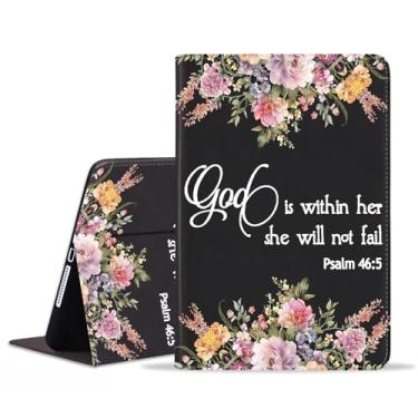 Imagem de WEUIUJKILO Capa para Samsung Galaxy Tab A8 10,5 polegadas 2022 (Modelo: SM-X200/X205/X207), capa inteligente fina de couro PU dobrável com hibernar/despertar automático, citação floral, versículo