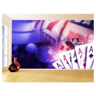 Imagem de Papel De Parede 3D Salão De Jogos Cartas Poker 3,5M Jcs38