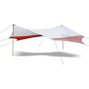 Imagem de Toldo hexagonal, barraca de acampamento ao ar livre ultra leve sombra impermeável toldo barraca de praia, vermelho, 520cm x 460cm