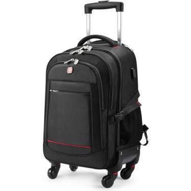Imagem de star cloud Mochila com rodinhas SC Série 0206, Mochila preta com rodinhas, Underseat 18-Inch 35L, Mochila com rodinhas de 4 rodas