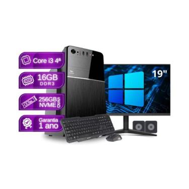 Imagem de Computador Completo Core i3 16GB SSD 256GB kit teclado e mouse Monitor