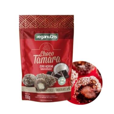 Imagem de BOMBOM VEGANO DE TÂMARA SABOR COCO + CHOCOLATE 70% CHOCOTÂMARA VEGANUTRIS 100G