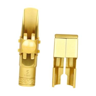 Imagem de UGPLM Boquilha de saxofone alto com tampa, prendedor de ligaduras de sax, ligadura de saxofone resistente a rasgos para saxofone, amantes da música, 5c