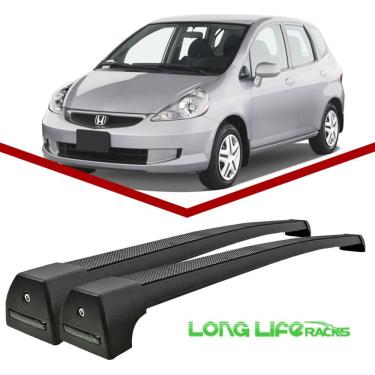 Imagem de Rack Teto Bagageiro Honda Fit 2003 ate 2008 Longlife Modelo Aluminio Preto